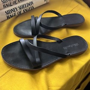Madewell 🖤 black leather strappy sandals EUC